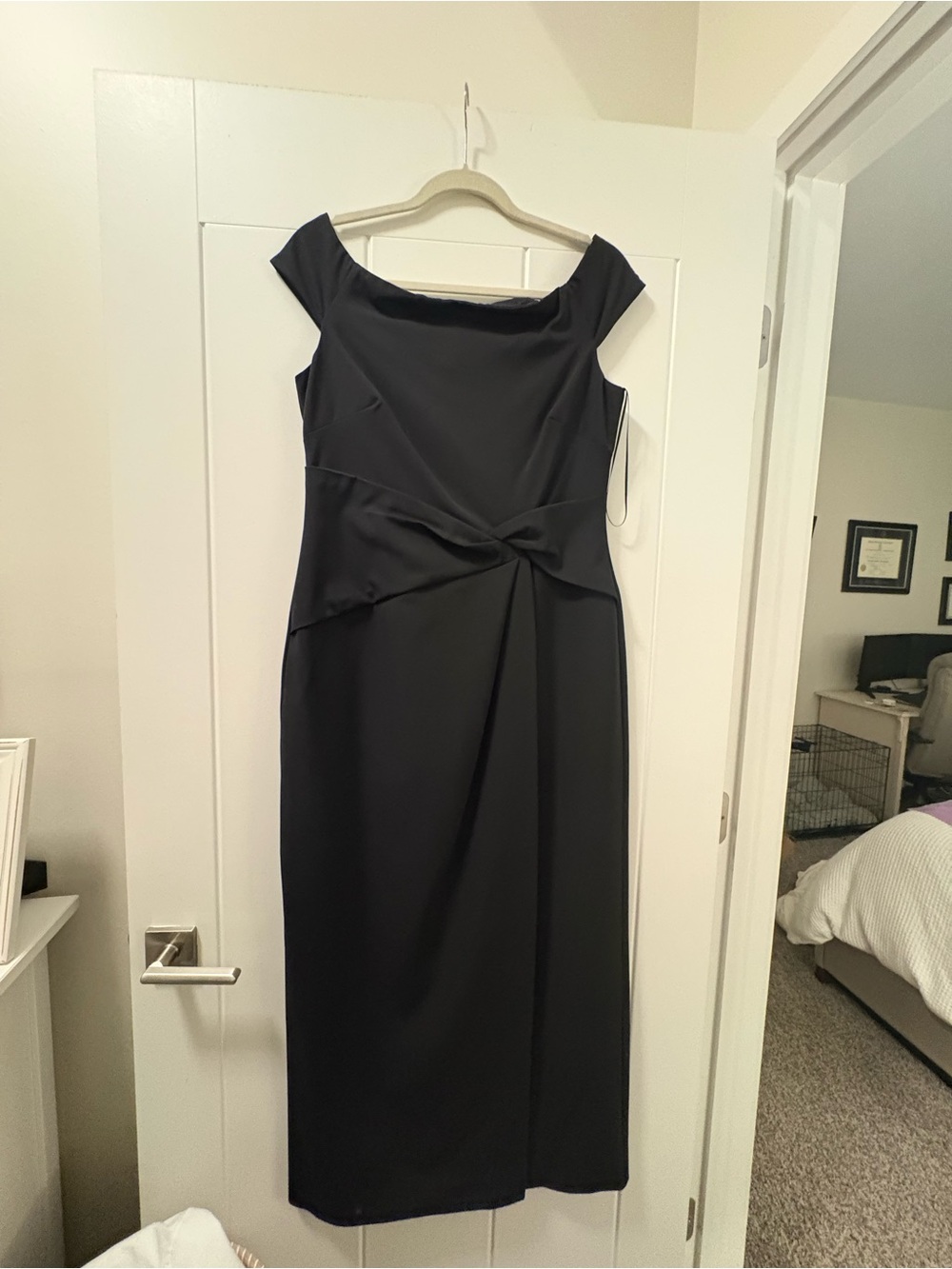 Ralph Lauren Black Off-Shoulder Twist-Front Dress